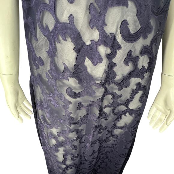 Vintage Victorias Secret Gown Dress Large Sheer Floral 90s Y2K Purple Gold Label - Picture 4 of 11